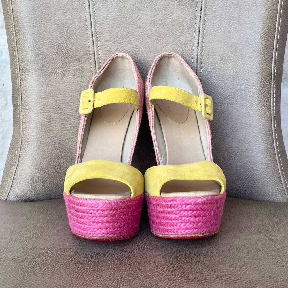 Christian Louboutin Praia 140 Pink and Yellow Wedges Euro 40 - Picture 4 of 16